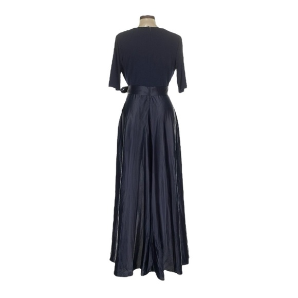 Alex Evenings Navy Blue Faux Wrap Gown 10 Long Formal Evening Dress NWT $175 - Picture 3 of 12